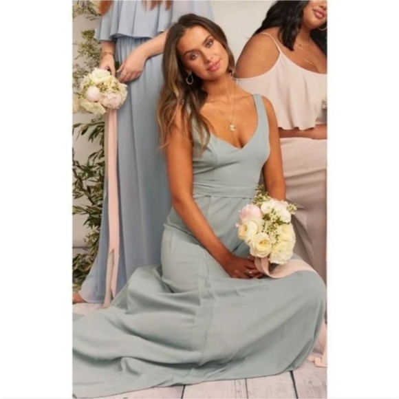 New Show Me Your Mumu Silver Sage Crisp Jenn Maxi Bridesmaid Dress M - Picture 1 of 16